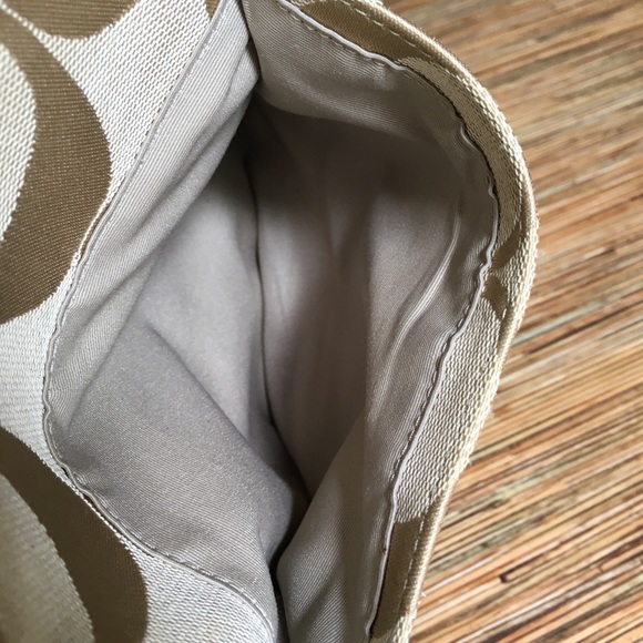 Coach Swingpack Crossbody Messenger Bag Khaki Cream Tan Pink Stripe - Picture 7 of 11